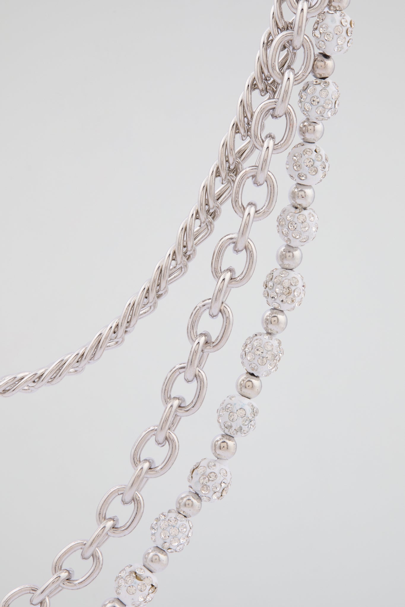 Silver Multi-Layer Pavé Crystal Wallet Chain