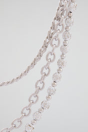Silver Multi-Layer Pavé Crystal Wallet Chain