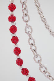 Chrome Silver Pavé Crystal "M" Wallet Chain