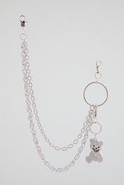 Chrome Silver Pavé Crystal "P" Wallet Chain