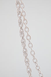 Chrome Silver Crystal-Encrusted Revolver Wallet Chain