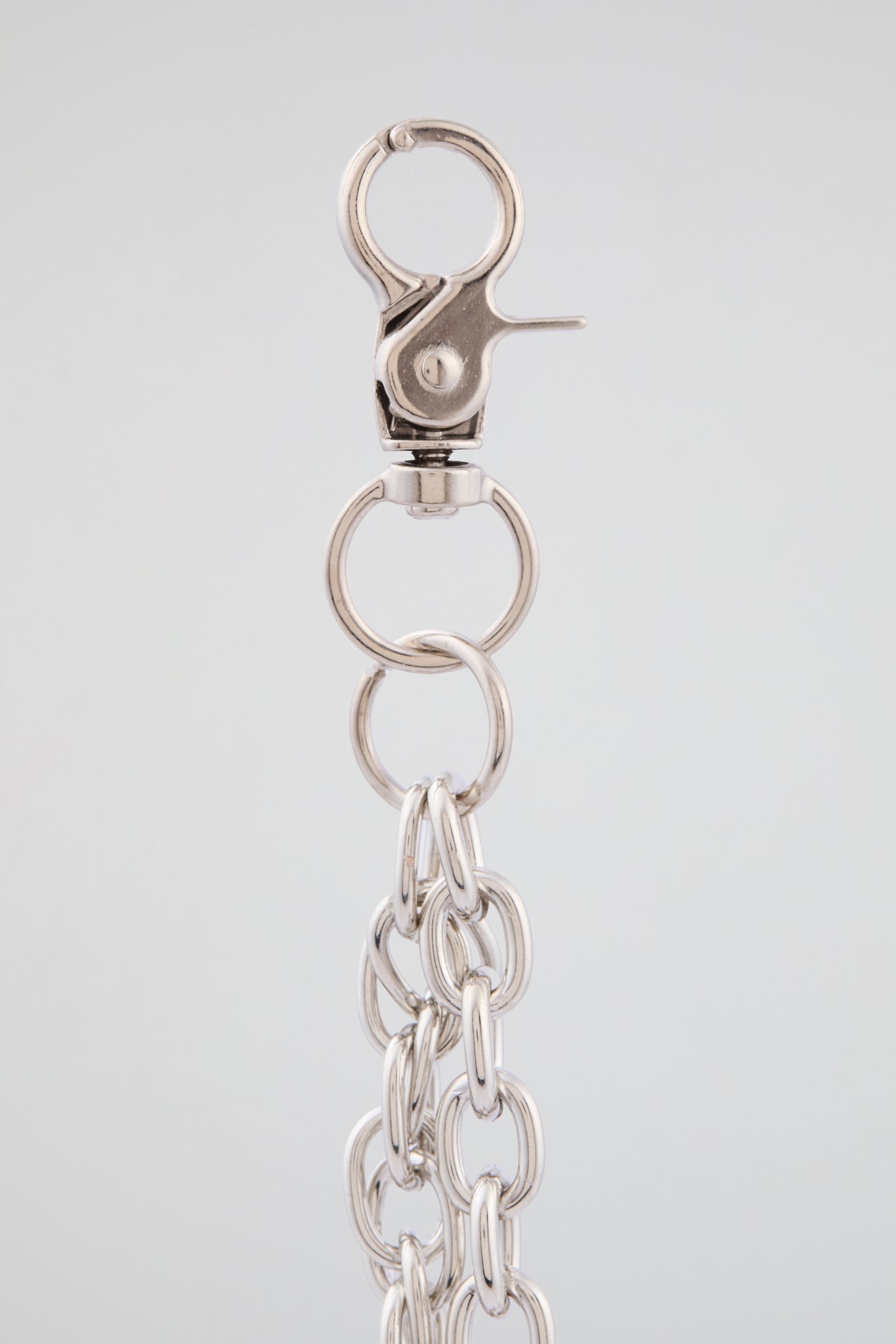 Chrome Silver Crystal-Encrusted Revolver Wallet Chain