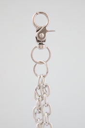Chrome Silver Crystal-Encrusted Revolver Wallet Chain