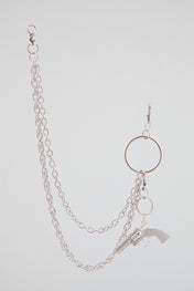 Chrome Silver Crystal-Encrusted Revolver Wallet Chain