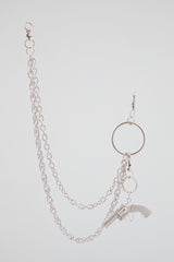 Chrome Silver Crystal-Encrusted Revolver Wallet Chain