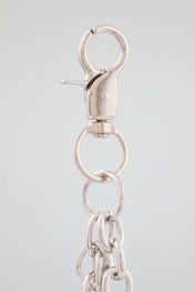 Chrome Silver Asymmetrical Crystal Heart Wallet Chain