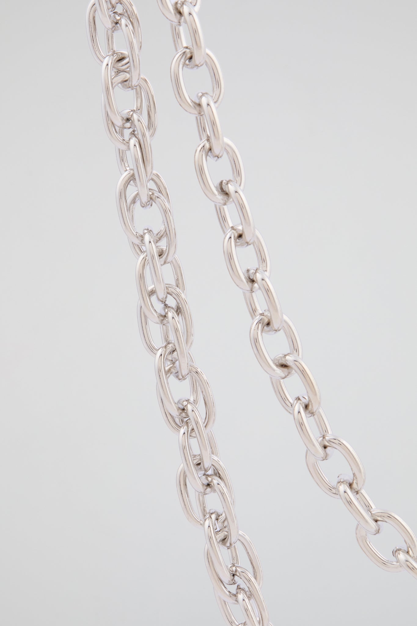 Chrome Silver Asymmetrical Crystal Heart Wallet Chain