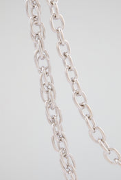 Chrome Silver Asymmetrical Crystal Heart Wallet Chain