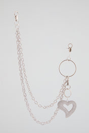 Chrome Silver Asymmetrical Crystal Heart Wallet Chain