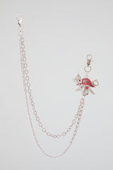 Chrome Silver Skull Crystal Wallet Chain