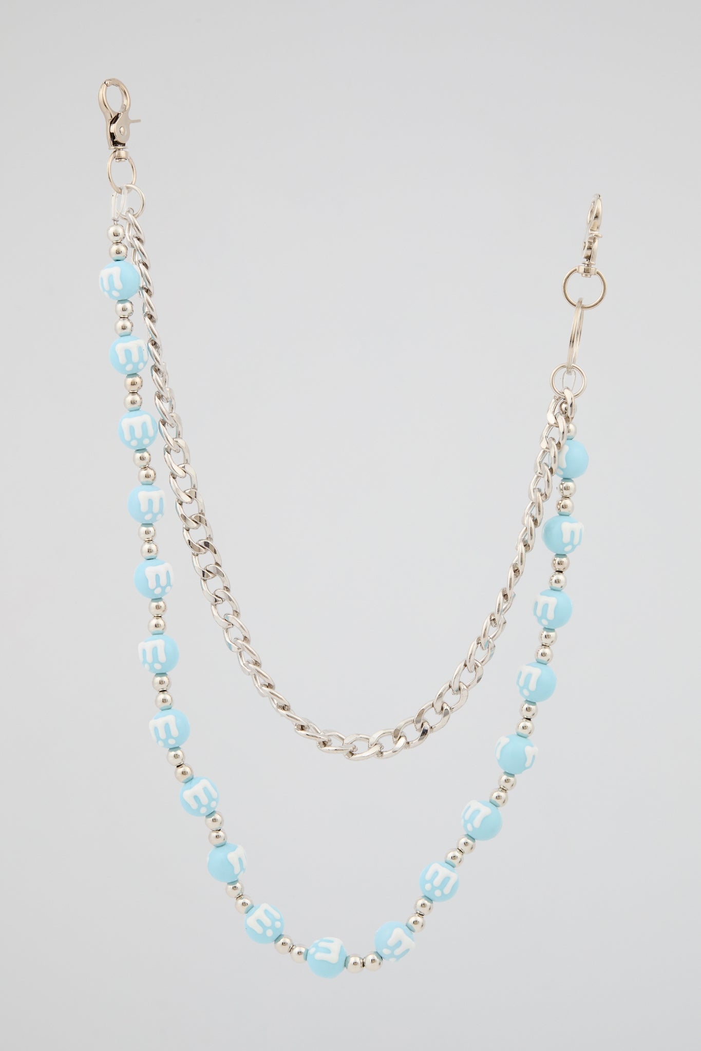 Blue Beaded Wallet Chain