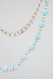 Blue Beaded Wallet Chain