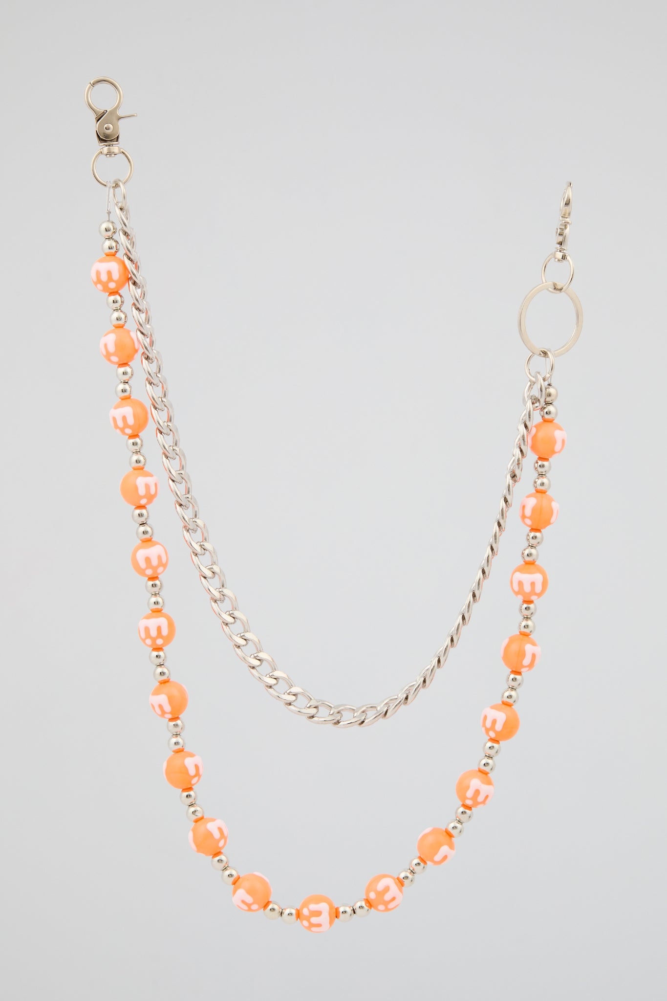 Orange Beaded Wallet Chain