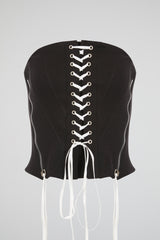 Zip Panel Lace-Up Corset Top
