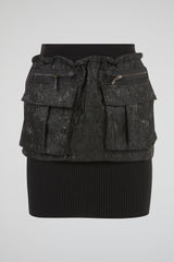 Cargo Overlay Ribbed Mini Skirt
