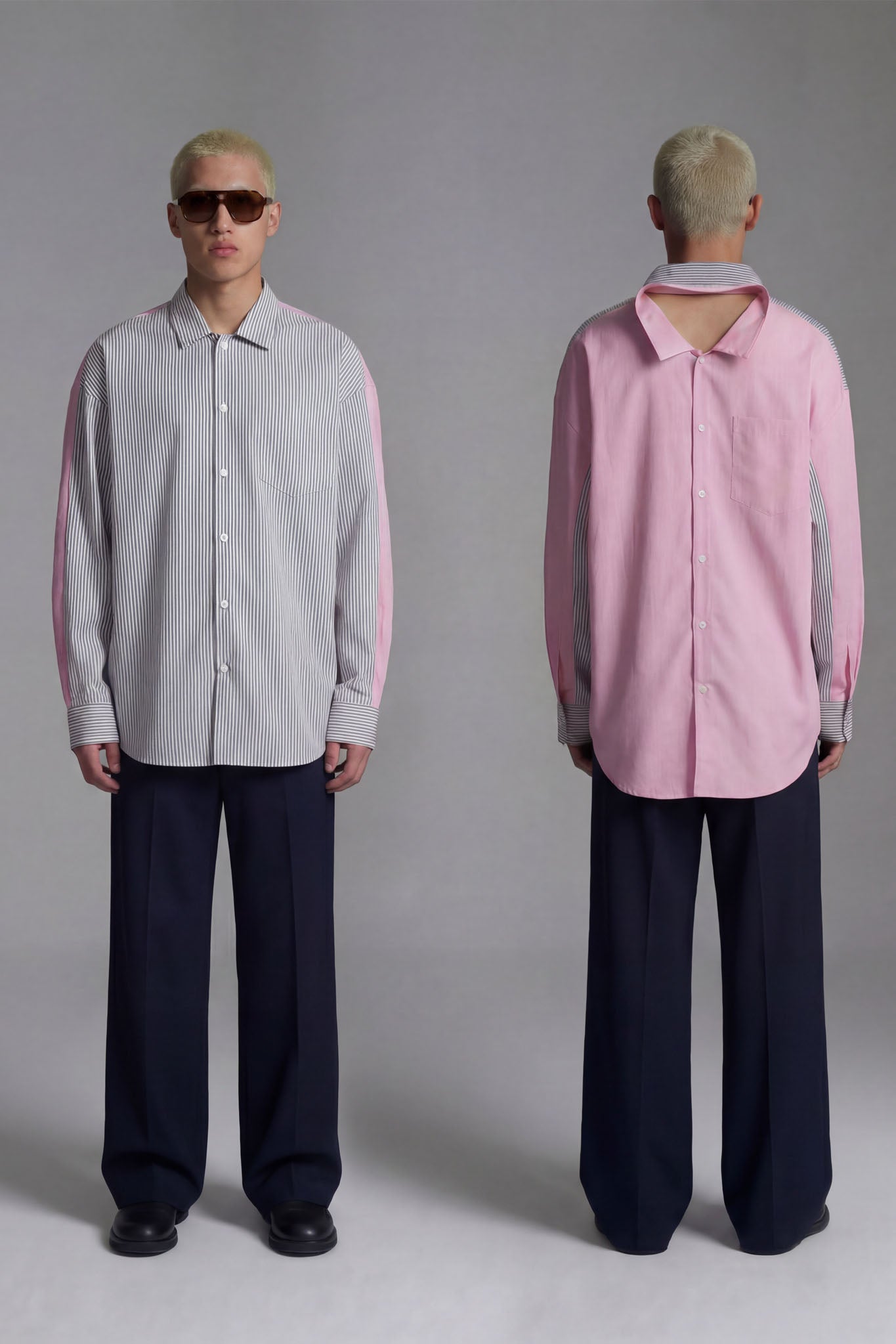 Layered Stripe Double-Overshirt